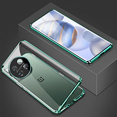 Handyhülle Hülle Luxus Aluminium Metall Rahmen Spiegel 360 Grad Ganzkörper Tasche P03 für OnePlus Ace 2 5G Grün
