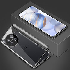 Handyhülle Hülle Luxus Aluminium Metall Rahmen Spiegel 360 Grad Ganzkörper Tasche P03 für OnePlus Ace 2 5G Schwarz