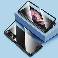 Handyhülle Hülle Luxus Aluminium Metall Rahmen Spiegel 360 Grad Ganzkörper Tasche P03 für Samsung Galaxy Z Fold4 5G Schwarz