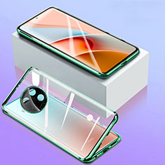 Handyhülle Hülle Luxus Aluminium Metall Rahmen Spiegel 360 Grad Ganzkörper Tasche P03 für Xiaomi Mi 10T Lite 5G Grün