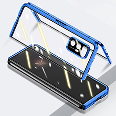 Handyhülle Hülle Luxus Aluminium Metall Rahmen Spiegel 360 Grad Ganzkörper Tasche P03 für Xiaomi Mix Fold 5G Blau
