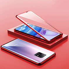 Handyhülle Hülle Luxus Aluminium Metall Rahmen Spiegel 360 Grad Ganzkörper Tasche P03 für Xiaomi Redmi 10X 5G Rot