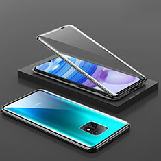 Handyhülle Hülle Luxus Aluminium Metall Rahmen Spiegel 360 Grad Ganzkörper Tasche P03 für Xiaomi Redmi 10X 5G Schwarz