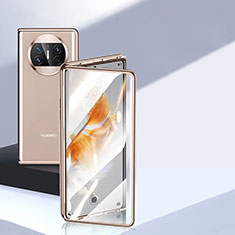 Handyhülle Hülle Luxus Aluminium Metall Rahmen Spiegel 360 Grad Ganzkörper Tasche P04 für Huawei Mate X5 Gold