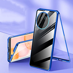 Handyhülle Hülle Luxus Aluminium Metall Rahmen Spiegel 360 Grad Ganzkörper Tasche P04 für OnePlus Ace 2 5G Blau