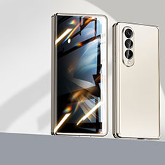 Handyhülle Hülle Luxus Aluminium Metall Rahmen Spiegel 360 Grad Ganzkörper Tasche P04 für Samsung Galaxy Z Fold3 5G Gold
