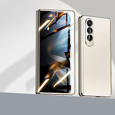Handyhülle Hülle Luxus Aluminium Metall Rahmen Spiegel 360 Grad Ganzkörper Tasche P04 für Samsung Galaxy Z Fold4 5G Gold