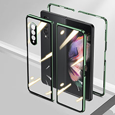 Handyhülle Hülle Luxus Aluminium Metall Rahmen Spiegel 360 Grad Ganzkörper Tasche P05 für Samsung Galaxy Z Fold3 5G Grün