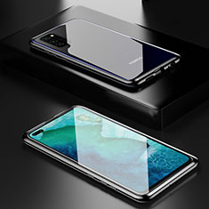 Handyhülle Hülle Luxus Aluminium Metall Rahmen Spiegel 360 Grad Ganzkörper Tasche T01 für Huawei Honor V30 Pro 5G Schwarz