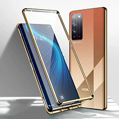 Handyhülle Hülle Luxus Aluminium Metall Rahmen Spiegel 360 Grad Ganzkörper Tasche T01 für Huawei Honor X10 5G Gold