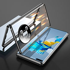 Handyhülle Hülle Luxus Aluminium Metall Rahmen Spiegel 360 Grad Ganzkörper Tasche T01 für Huawei Mate 40E Pro 5G Schwarz