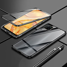 Handyhülle Hülle Luxus Aluminium Metall Rahmen Spiegel 360 Grad Ganzkörper Tasche T01 für Huawei Nova 6 SE Schwarz