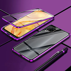 Handyhülle Hülle Luxus Aluminium Metall Rahmen Spiegel 360 Grad Ganzkörper Tasche T01 für Huawei Nova 6 SE Violett