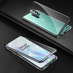 Handyhülle Hülle Luxus Aluminium Metall Rahmen Spiegel 360 Grad Ganzkörper Tasche T01 für OnePlus 8 Schwarz
