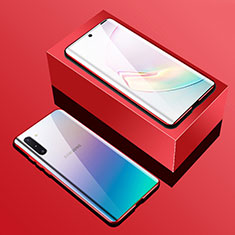 Handyhülle Hülle Luxus Aluminium Metall Rahmen Spiegel 360 Grad Ganzkörper Tasche T01 für Samsung Galaxy Note 10 Rot