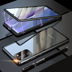 Handyhülle Hülle Luxus Aluminium Metall Rahmen Spiegel 360 Grad Ganzkörper Tasche T01 für Samsung Galaxy Note 20 5G Schwarz