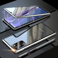 Handyhülle Hülle Luxus Aluminium Metall Rahmen Spiegel 360 Grad Ganzkörper Tasche T01 für Samsung Galaxy Note 20 5G Silber