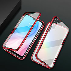 Handyhülle Hülle Luxus Aluminium Metall Rahmen Spiegel 360 Grad Ganzkörper Tasche T01 für Xiaomi Mi A3 Rot