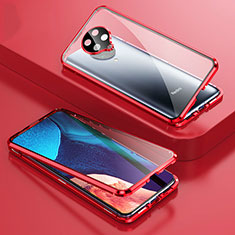 Handyhülle Hülle Luxus Aluminium Metall Rahmen Spiegel 360 Grad Ganzkörper Tasche T01 für Xiaomi Redmi K30 Pro 5G Rot