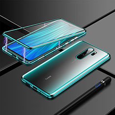 Handyhülle Hülle Luxus Aluminium Metall Rahmen Spiegel 360 Grad Ganzkörper Tasche T01 für Xiaomi Redmi Note 8 Pro Grün