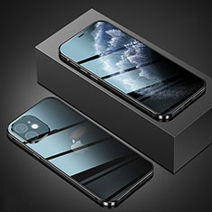 Handyhülle Hülle Luxus Aluminium Metall Rahmen Spiegel 360 Grad Ganzkörper Tasche T02 für Apple iPhone 12 Mini Schwarz