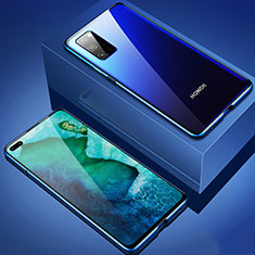 Handyhülle Hülle Luxus Aluminium Metall Rahmen Spiegel 360 Grad Ganzkörper Tasche T02 für Huawei Honor V30 Pro 5G Blau