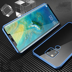 Handyhülle Hülle Luxus Aluminium Metall Rahmen Spiegel 360 Grad Ganzkörper Tasche T02 für Huawei Mate 20 X 5G Blau