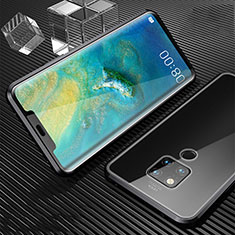 Handyhülle Hülle Luxus Aluminium Metall Rahmen Spiegel 360 Grad Ganzkörper Tasche T02 für Huawei Mate 20 X 5G Schwarz