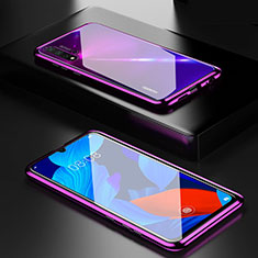 Handyhülle Hülle Luxus Aluminium Metall Rahmen Spiegel 360 Grad Ganzkörper Tasche T02 für Huawei Nova 5 Pro Violett