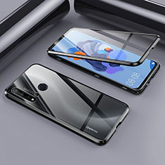 Handyhülle Hülle Luxus Aluminium Metall Rahmen Spiegel 360 Grad Ganzkörper Tasche T02 für Huawei Nova 5i Schwarz