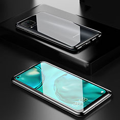 Handyhülle Hülle Luxus Aluminium Metall Rahmen Spiegel 360 Grad Ganzkörper Tasche T02 für Huawei Nova 6 SE Schwarz