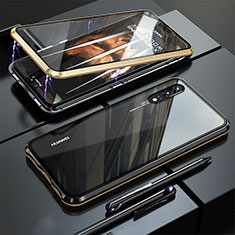 Handyhülle Hülle Luxus Aluminium Metall Rahmen Spiegel 360 Grad Ganzkörper Tasche T02 für Huawei P20 Gold