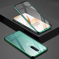 Handyhülle Hülle Luxus Aluminium Metall Rahmen Spiegel 360 Grad Ganzkörper Tasche T02 für OnePlus 8 Grün