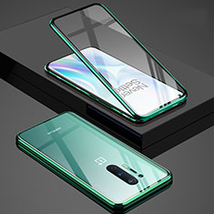 Handyhülle Hülle Luxus Aluminium Metall Rahmen Spiegel 360 Grad Ganzkörper Tasche T02 für OnePlus 8 Pro Grün