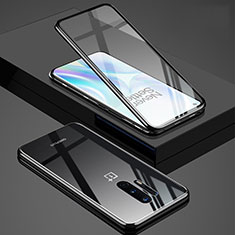 Handyhülle Hülle Luxus Aluminium Metall Rahmen Spiegel 360 Grad Ganzkörper Tasche T02 für OnePlus 8 Pro Schwarz