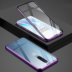 Handyhülle Hülle Luxus Aluminium Metall Rahmen Spiegel 360 Grad Ganzkörper Tasche T02 für OnePlus 8 Violett
