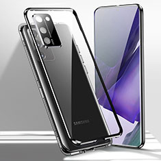 Handyhülle Hülle Luxus Aluminium Metall Rahmen Spiegel 360 Grad Ganzkörper Tasche T02 für Samsung Galaxy Note 20 5G Schwarz