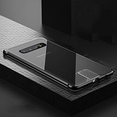 Handyhülle Hülle Luxus Aluminium Metall Rahmen Spiegel 360 Grad Ganzkörper Tasche T02 für Samsung Galaxy S10 5G Schwarz