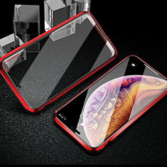 Handyhülle Hülle Luxus Aluminium Metall Rahmen Spiegel 360 Grad Ganzkörper Tasche T02 für Xiaomi Mi A3 Rot