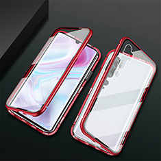 Handyhülle Hülle Luxus Aluminium Metall Rahmen Spiegel 360 Grad Ganzkörper Tasche T02 für Xiaomi Mi Note 10 Pro Rot