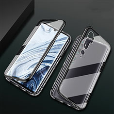 Handyhülle Hülle Luxus Aluminium Metall Rahmen Spiegel 360 Grad Ganzkörper Tasche T02 für Xiaomi Mi Note 10 Pro Schwarz