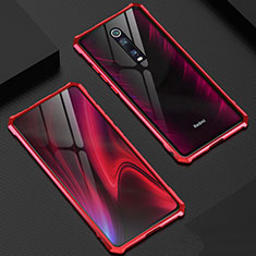 Handyhülle Hülle Luxus Aluminium Metall Rahmen Spiegel 360 Grad Ganzkörper Tasche T02 für Xiaomi Redmi K20 Pro Rot
