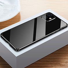 Handyhülle Hülle Luxus Aluminium Metall Rahmen Spiegel 360 Grad Ganzkörper Tasche T03 für Apple iPhone 12 Schwarz