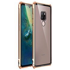 Handyhülle Hülle Luxus Aluminium Metall Rahmen Spiegel 360 Grad Ganzkörper Tasche T03 für Huawei Mate 20 X 5G Gold