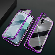 Handyhülle Hülle Luxus Aluminium Metall Rahmen Spiegel 360 Grad Ganzkörper Tasche T03 für Huawei Nova 6 Violett