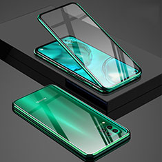Handyhülle Hülle Luxus Aluminium Metall Rahmen Spiegel 360 Grad Ganzkörper Tasche T03 für Huawei Nova 7i Grün
