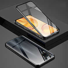 Handyhülle Hülle Luxus Aluminium Metall Rahmen Spiegel 360 Grad Ganzkörper Tasche T03 für Huawei Nova 7i Schwarz