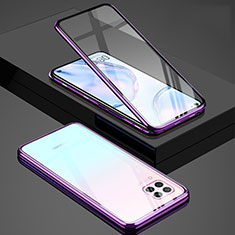 Handyhülle Hülle Luxus Aluminium Metall Rahmen Spiegel 360 Grad Ganzkörper Tasche T03 für Huawei Nova 7i Violett