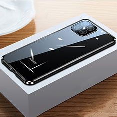 Handyhülle Hülle Luxus Aluminium Metall Rahmen Spiegel 360 Grad Ganzkörper Tasche T03 für Huawei Nova 8 SE 5G Schwarz