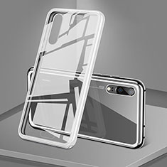 Handyhülle Hülle Luxus Aluminium Metall Rahmen Spiegel 360 Grad Ganzkörper Tasche T03 für Huawei P20 Weiß